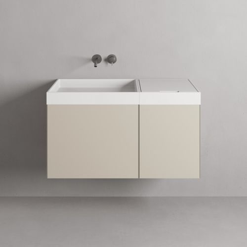Wand-Waschbecken - Rexa Design - Corian® / mit integrierter Waschtischplatte / nach Maß