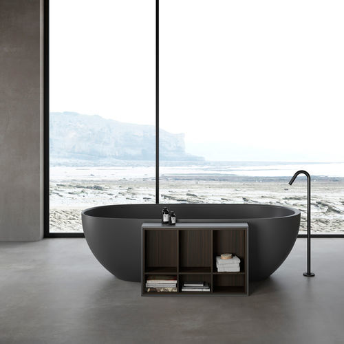 Ovale Badewanne - HOLE CON LIBRERIA - Rexa Design - freistehend / für Wohnungen / Verbundwerkstoff