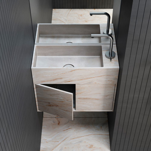 Wandhängender Waschtisch-Unterschrank - UNICO CON ANTA - Rexa Design - Holz / Corian® / modern