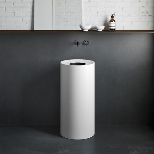 Bodenstehendes Waschbecken - HOLE - Rexa Design - Corian® / rund / ohne Öffnung