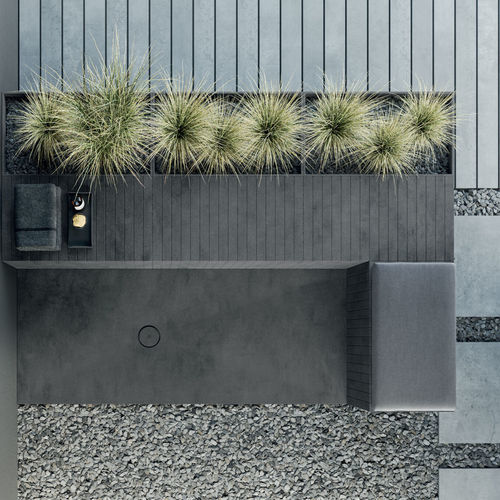 Moderne Polsterbank - Rexa Design - Stoff / Gestell aus Corian® / Corian®