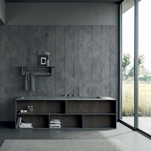 Freistehende Badewanne - Book - Rexa Design - in Wandnähe / für Wohnungen / Corian®