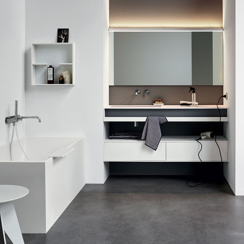 Corian®-Waschtischplatte - Rexa Design - NTM Fenix® / maßgefertigt / mit integriertem Handtuchhalter