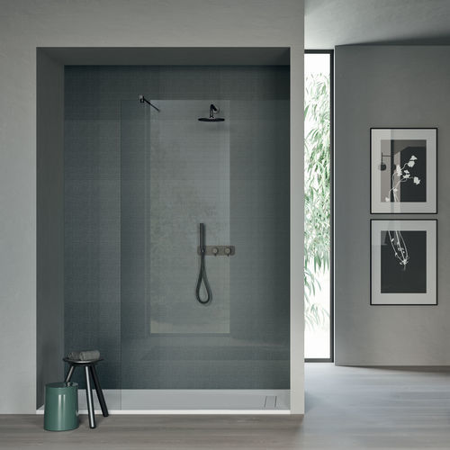 Festinstallierte Duschwand - Rexa Design - rechteckig / für Eckeinbau / Hartglas