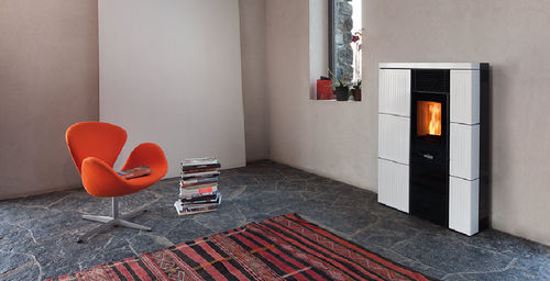 Pelletkaminofen - FLOW: OLIVIA   - Ravelli - modern / Stahl / Glas
