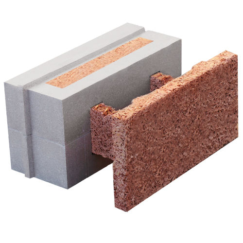 Schalungsstein / expandiertes Polystyrol (EPS) - HI 37.5/15+18.5	 - FIXOLITE - Holzzement / für Wand / dämmend