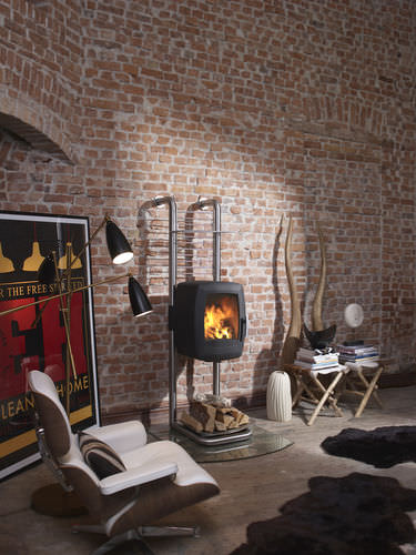 Holz-Kaminofen - SMARTY RAIL 190 - Nordpeis - modern / Metall / schwarz