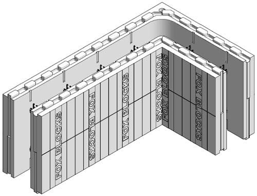 Polystyrol-Schalungsstein - Fox Blocks - für Wand / dämmend / für Eckeinbau