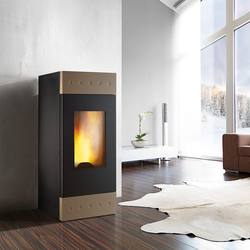Wasserführender Kaminofen / Pellet - TILE XW - Caminetti Montegrappa - Holz / modern / Stahl