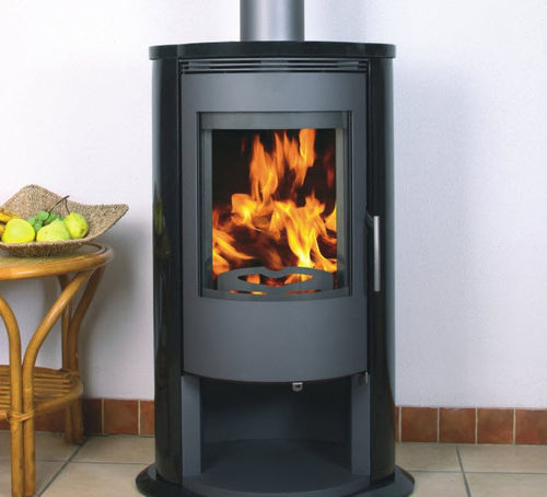 Holz-Kaminofen - A2 SATURN GRANIT - Color Emajl Doo - modern / Naturstein / schwarz