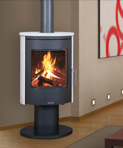 Holz-Kaminofen - D6 SOLO SD  - Color Emajl Doo - modern / Metall / schwenkbar