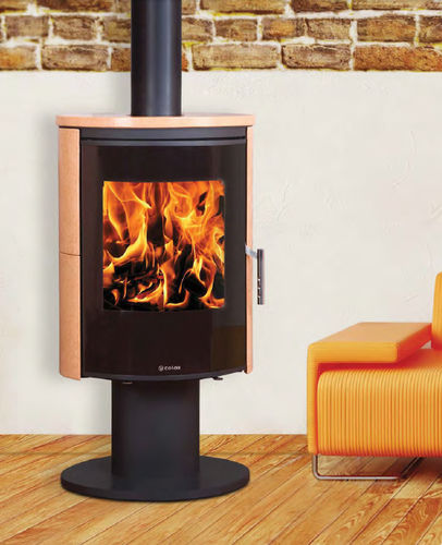 Holz-Kaminofen - D6 SOLO FG  - Color Emajl Doo - modern / Metall / schwenkbar