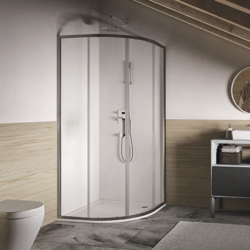 Glas-Duschkabine - FLAT R2-S - Relax - mit Schiebetür / halbrund / Transparentglas