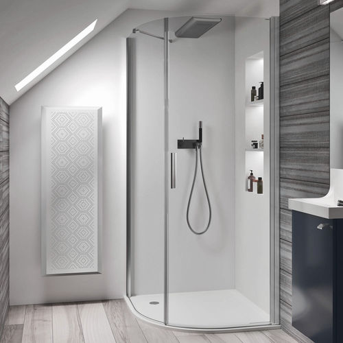 Glas-Duschkabine - LIGHT RF - Relax - mit Pendeltür / halbrund / Transparentglas