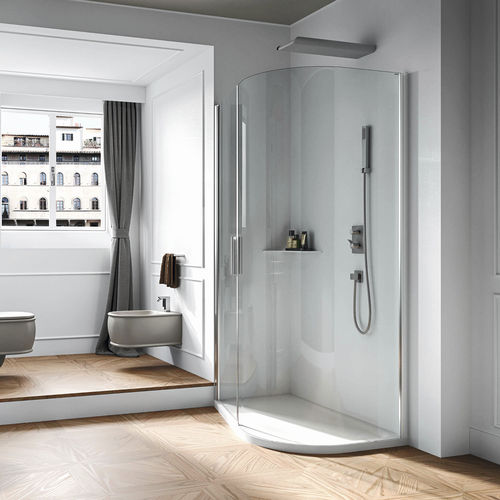 Glas-Duschkabine - LUXOR 120S  - Relax - mit Flügeltür / halbrund / Transparentglas