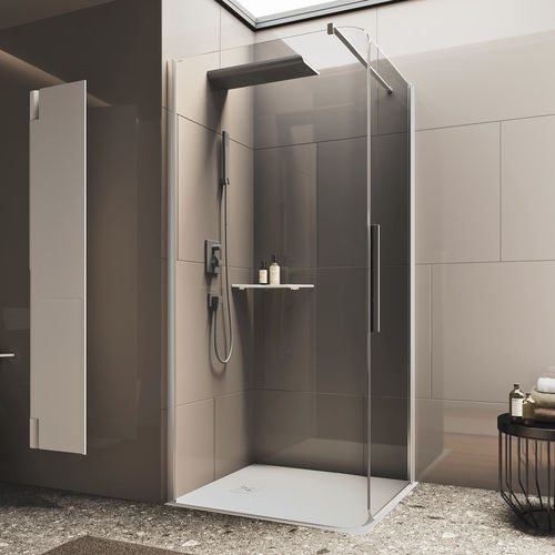 Glas-Duschkabine - BOBOX A+AB - Relax - Aluminium / mit Flügeltür / für Eckeinbau