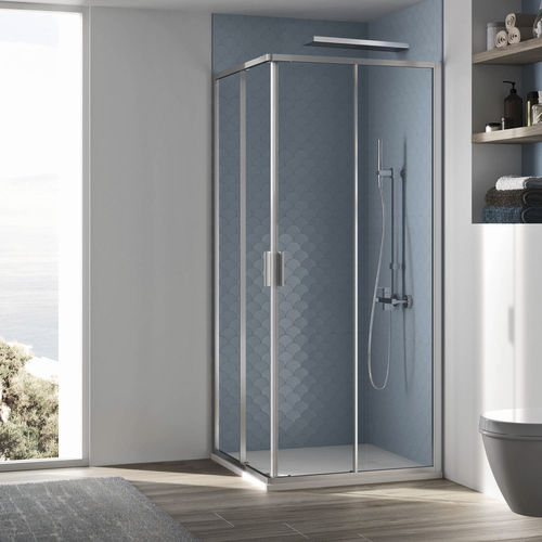 Glas-Duschkabine - FLAT A+A - Relax - mit Schiebetür / für Eckeinbau / Transparentglas