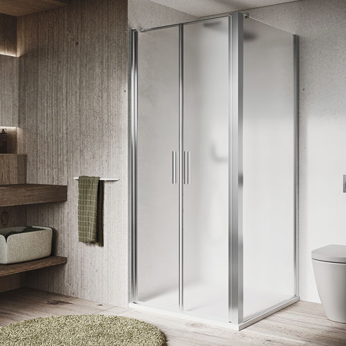 Glas-Duschkabine - LIGHT B2 + F4 - Relax - Stahl / mit Flügeltür / für Eckeinbau