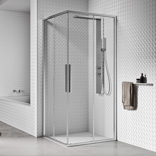 Glas-Duschkabine - UNICO A+A - Relax - Aluminium / mit Schiebetür / für Eckeinbau