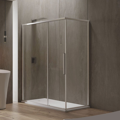Glas-Duschkabine - UNICO SF+F - Relax - Aluminium / mit Schiebetür / rechteckig