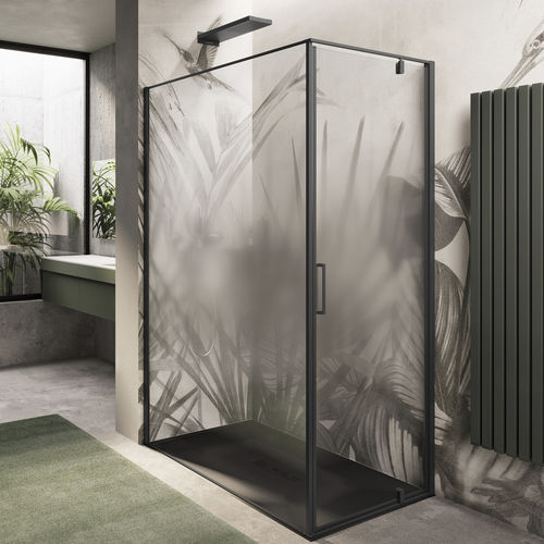 Glas-Duschkabine - KUBIK AB + F - Relax - Hartglas / mit Pendeltür / für Eckeinbau