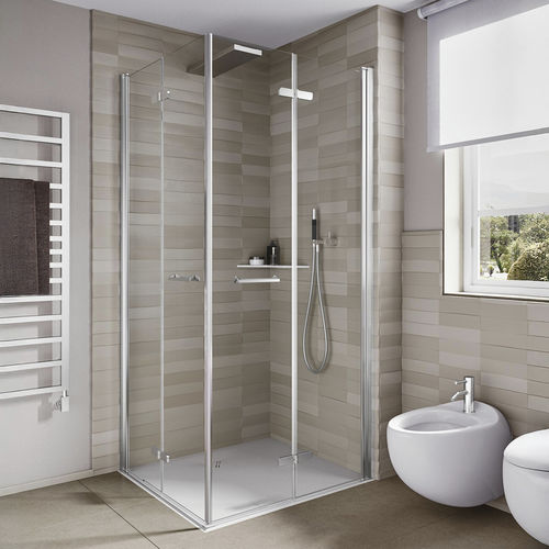 Glas-Duschkabine - LIGHT AS - Relax - mit Falttür / für Eckeinbau / Transparentglas