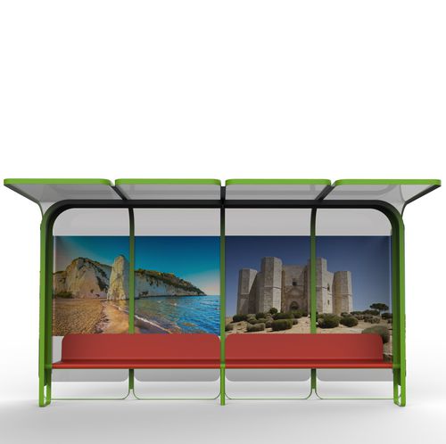Glasbuswartehalle - C6 - CITYSì - galvanisiertem Stahl / mit Bank