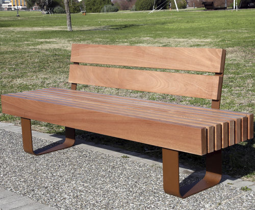 Klassische Bank für den öffentlichen Raum - DAFNE - CITYSì - Holz / galvanisiertem Stahl / aus lackiertem Stahl