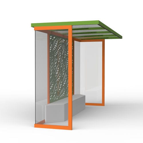 Glasbuswartehalle - C10 - CITYSì - galvanisiertem Stahl / mit Bank