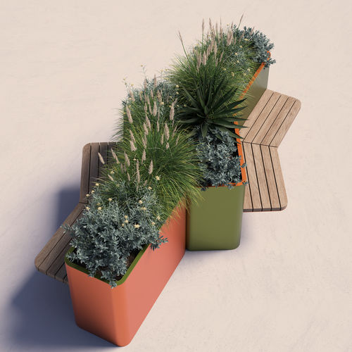Moderne Bank für den öffentlichen Raum - COMMA  - CITYSì - Holz / galvanisiertem Stahl / aus lackiertem Stahl