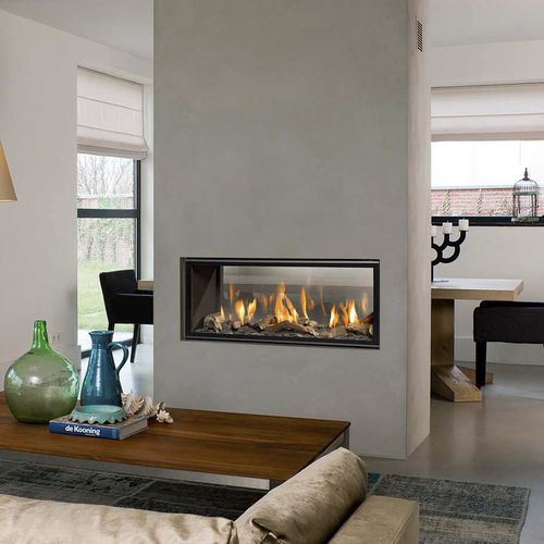 Geschlossene Feuerstelle / Gas - 40/130 - BRUNNER - doppelseitig / Metall / Glas