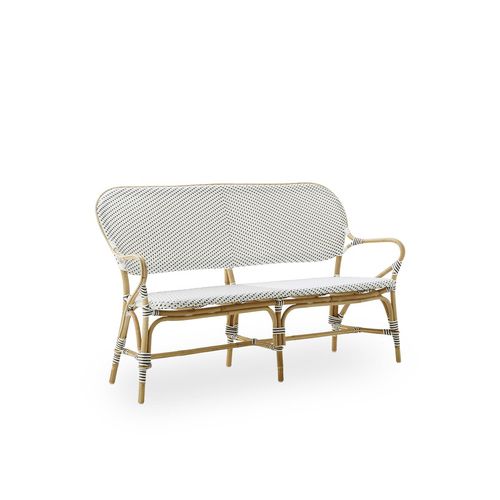 Moderne Gartenbank - Isabell - Sika-Design - Rattan / Nussbaum / mit Rückenlehne