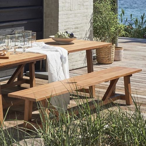 Klassische Gartenbank - George - Sika-Design - Teakholz / ohne Rückenlehne / ohne Armlehnen