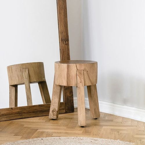 Moderner Hocker - Roger - Sika-Design - Teakholz / Gestell aus Holz / mit 3 Beinen
