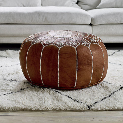 Modernes Sitzkissen - Moroccan - Sika-Design - Leder / rund / handgefertigt