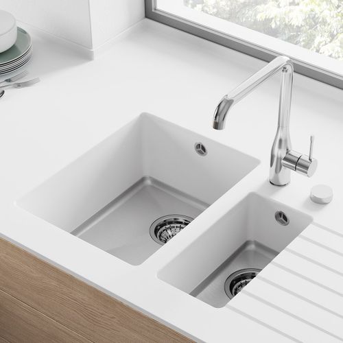 Doppelbeckenspüle - FSP-15 - Hasenkopf - mit Abtropffläche / Corian® / Monoblock