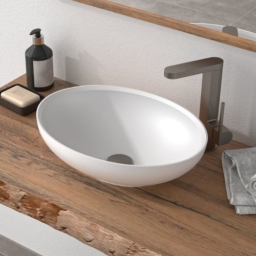 Aufsatzwaschbecken - AXO-R - Hasenkopf - Mineralwerkstoff / oval / ohne Öffnung