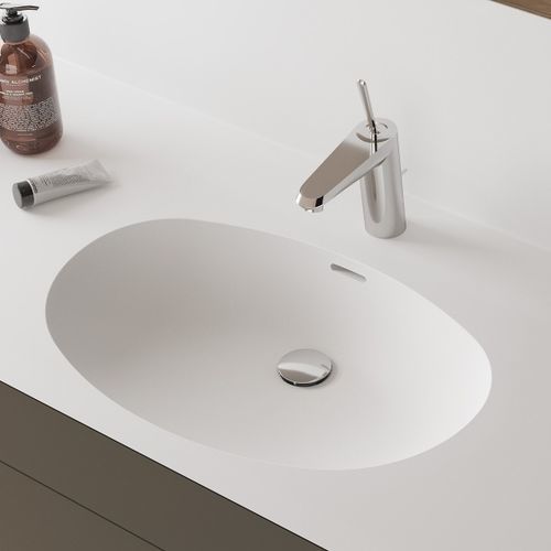 Einbauwaschbecken - FONTANA FOB - Hasenkopf - Corian® / mit integrierter Waschtischplatte / Mischbatterie