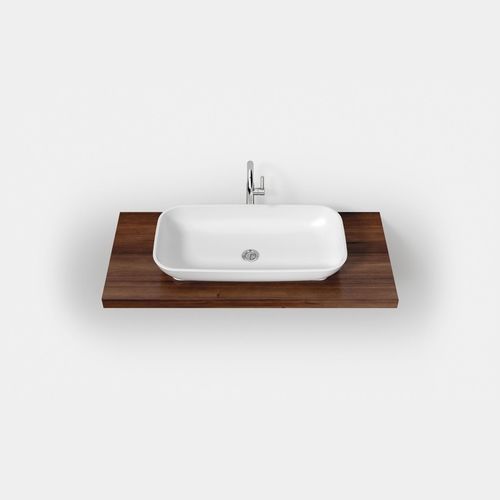 Aufsatzwaschbecken - CURVA SCU - Hasenkopf - Corian® / mit integrierter Waschtischplatte / rechteckig