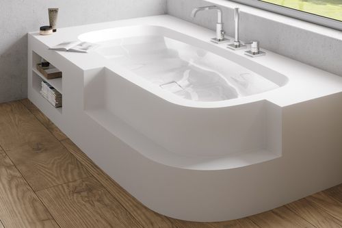 Ovale Badewanne - CU-KN - Hasenkopf - eingebaut / für Wohnungen / Corian®