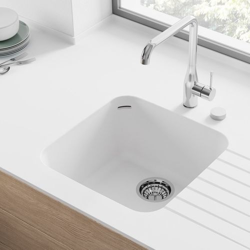 Einbeckenspüle - DUPONT-857 - Hasenkopf - mit Abtropffläche / Corian® / Monoblock