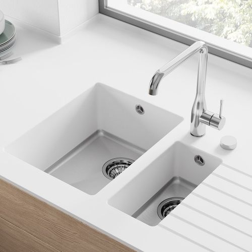 Doppelbeckenspüle - FSP-12 - Hasenkopf - mit Abtropffläche / Corian® / Monoblock