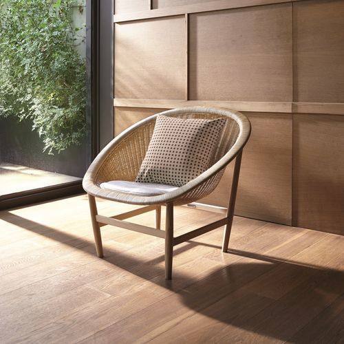 Moderner Sessel - BASKET - KETTAL - Stoff / Synthetikfaser / Teakholz