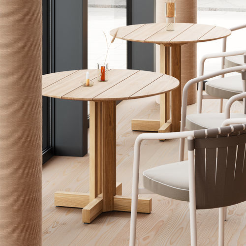 Moderner Esstisch - ALTAR - KETTAL - Teakholz / Aluminium / Marmor