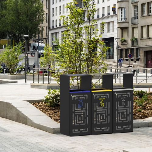 Abfallbehälter / pulverbeschichteter Stahl - ARTRI - ROSSIGNOL - für Außenbereich / System / freistehend