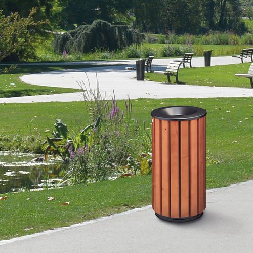 Park-Abfallbehälter - ZENO ACCESS - ROSSIGNOL - pulverbeschichteter Stahl / lackiertes Holz / vandalismussicher