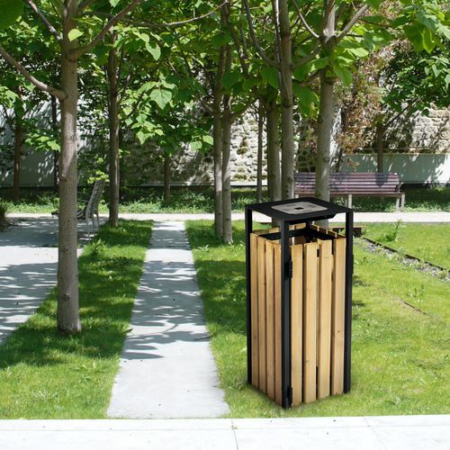 Park-Abfallbehälter - EDEN - ROSSIGNOL - pulverbeschichteter Stahl / gebürsteter Edelstahl / Holz