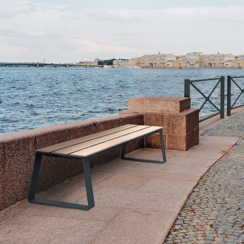 Klassische Bank für den öffentlichen Raum - BALLADE EXTREME - ROSSIGNOL - Hochdrucklaminat / pulverbeschichteter Stahl / ohne Rückenlehne