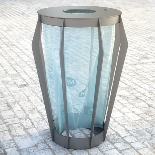 Abfallsack-Halter / Park - SOHA - Concept Urbain - bodenstehend / galvanisiertem Stahl / mit Deckel