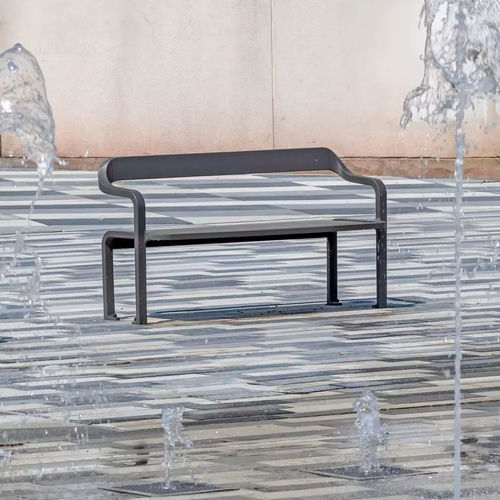 Moderne Bank für den öffentlichen Raum - IMAWA - Concept Urbain - Stahl / Aluminiumguss / mit Rückenlehne